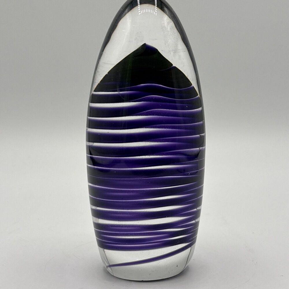 Murano Tornado Purple Swirl Paperweight, Signed AY